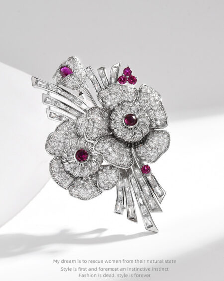 Exquisite Colored Zirconia Bouquet Brooch - Timeless Floral Gift