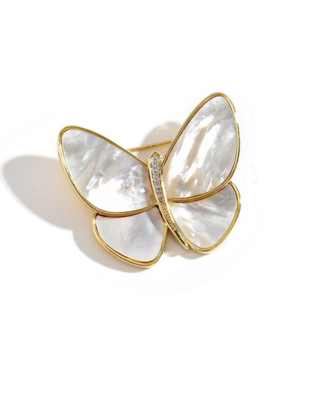 Natural shell butterfly brooch