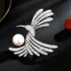 Majestic Winged Pearl Brooch - Wing brooch with zirconium
