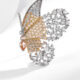 Enchanting Dual-Tone Zirconia Butterfly Brooch - Elegant Floral Pin