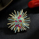 Dazzling Starburst Brooch - Colored Zirconia Firework Design with Magnetic Clasp