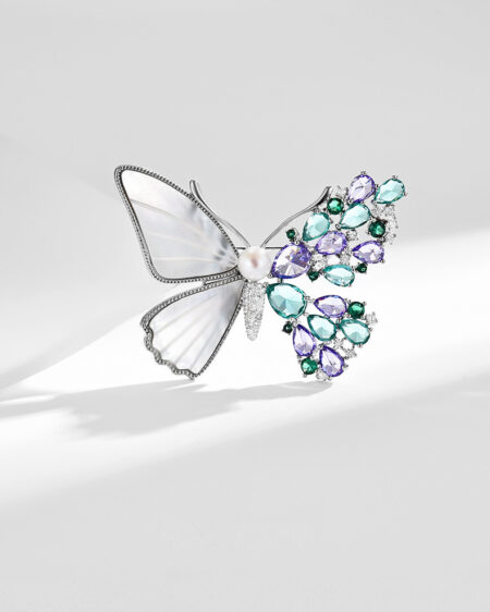 Exquisite Natural Mother-of-Pearl & Pearl Dream Butterfly Brooch - Gift Set