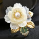 Exquisite Natural Shell White Peony Brooch with Freshwater Pearls & Camellia Accent
