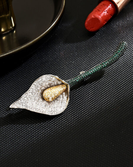 Elegant Calla Lily Brooch Colored Diamond Brooch Corsage and Dress Pin