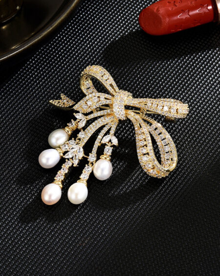 Freshwater pearl bow brooch corsage