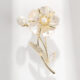 Natural Sea Mother-of-Pearl Camellia Brooch and Pearl Corsage Brooch