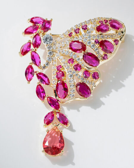 Water drop wheat ear red butterfly brooch zircon brooch corsage