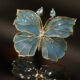Blue ocean butterfly brooch crystal enamel flower brooch pin