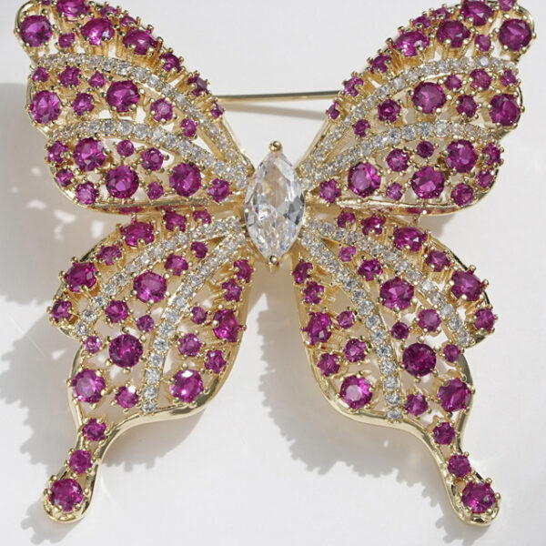 Zircon-Inlaid Butterfly Brooch and Corsage Pin
