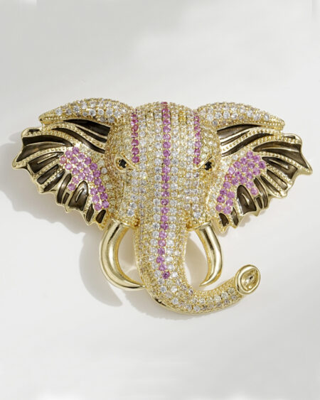 Zircon-studded elephant brooch Indian auspicious elephant corsage pin