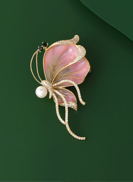 Pink butterfly brooch mother-of-pearl brooch accessory gift