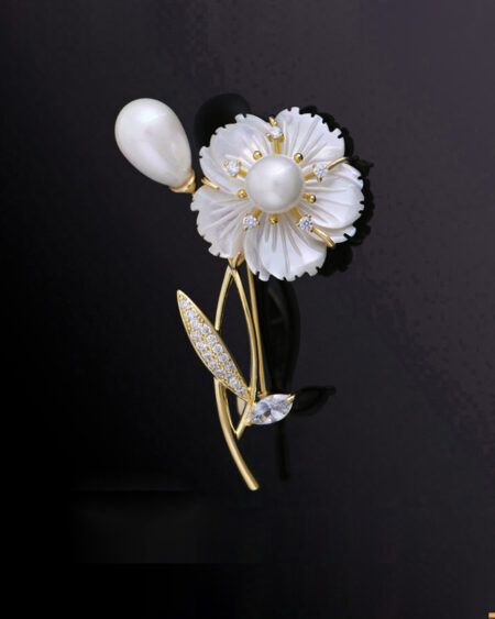 Rose flower brooch zircon and mother-of-pearl brooch dress accessory