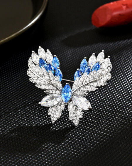 Blue Crystal Butterfly Brooch Corsage and Dress Pin