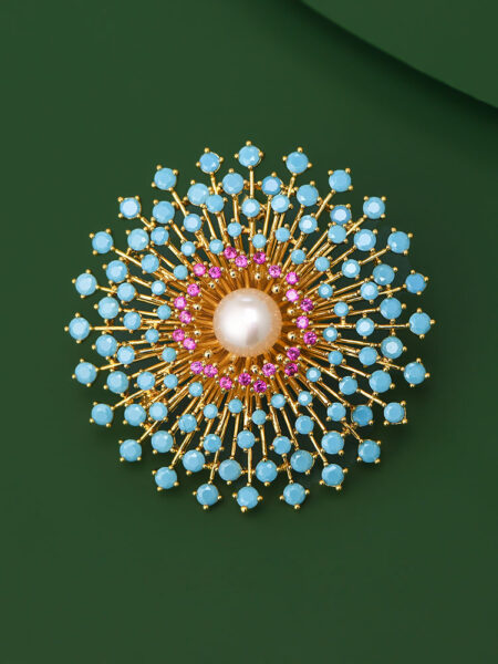 Spectacular fireworks blue turquoise brooch zircon brooch dress accessory