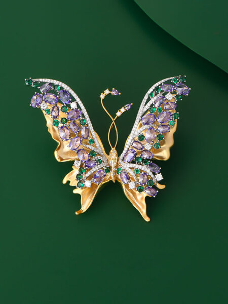 Romantic purple butterfly brooch zircon brooch dress accessory