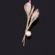 Magnolia Flower Brooch with Zircon and Pearl Dress Accessory