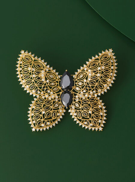 Butterfly brooch zircon obsidian French brooch dress accessory