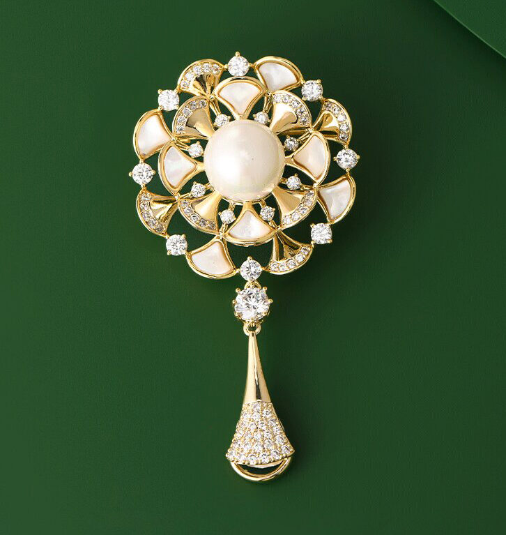 Mother-of-Pearl French Tassel Brooch Gift Accessory