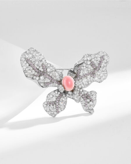 Elegant Butterfly Brooch with Diamond and Zircon
