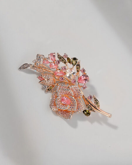 Rose and Camellia Brooch with Zircon