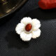 Natural shell flower magnetic brooch red agate brooch corsage