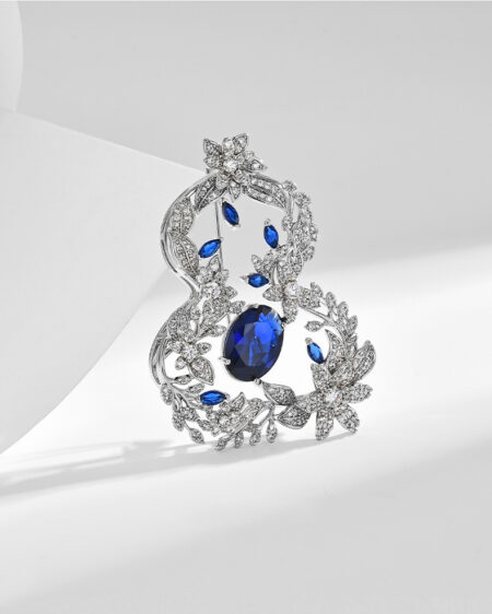 Zircon-Inlaid Flower Gourd Brooch