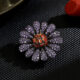 Daisy Magnetic Clasp Brooch with Diamond and Purple Zircon