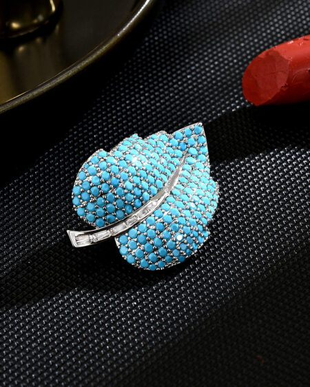 Small Leaf Brooch with Turquoise