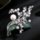 Elegant Pearl Floral Brooch with Vine Dress Pin