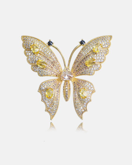 Butterfly brooch, zircon French brooch dress accessory<span> - </span>Champagne