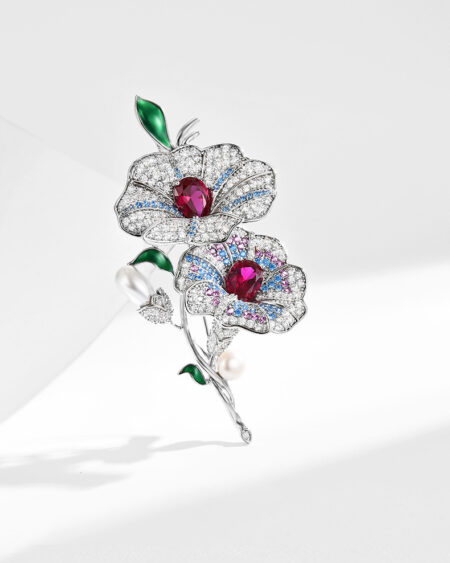 Elegant Morning Glory Pearl Brooch Corsage and Dress Pin