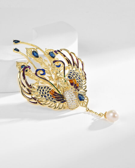 Colorful Phoenix Pearl Brooch and Corsage